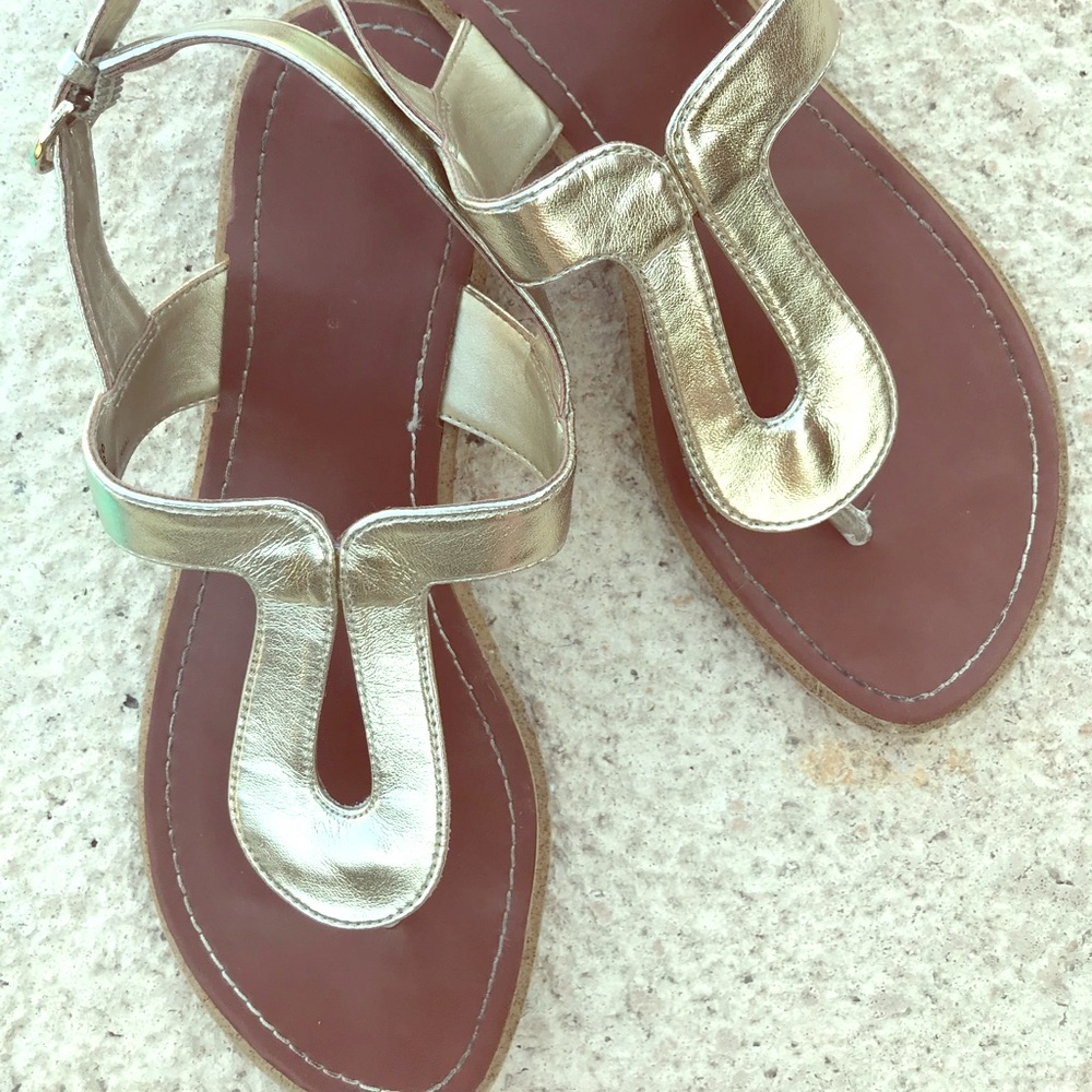 Gold sandals.